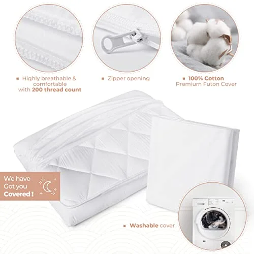 Iyasu Home Twin Japanese Floor Mattress- Shikibuton Floor Bed- Japanese Futon Mattress- Japanese futon Floor Mattress for Adults- 75 by 39 in. Japanese Mattress with Cotton Zip Cover