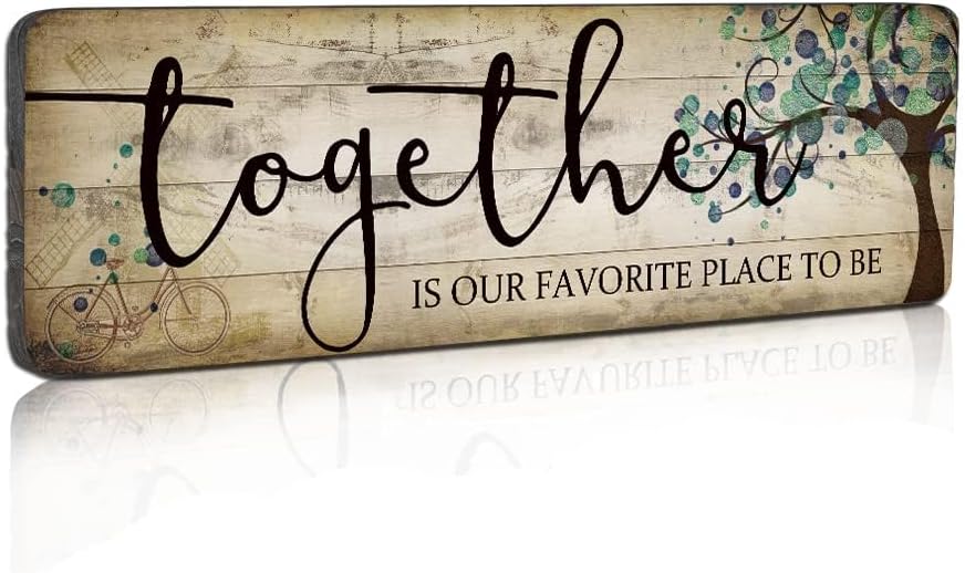 Family Wall Art Decor Inspirational Quotes Wall Hanging Sign-Together is Our Favorite Place to Be-Motivational Home Wall Art Decor Wood Plaque Sign 16