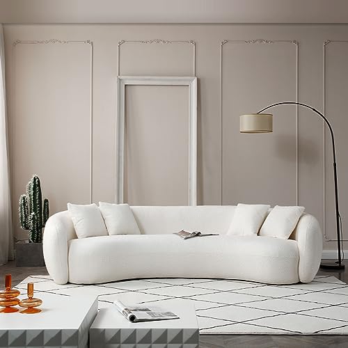 Couch Contemporary Half-Moon Curved Symmetrical Modular Sectional Sofa for Living Room, 6 Toss Pillows Included, 140.94”Lx 41.73”Wx 33.46”H, Ginger