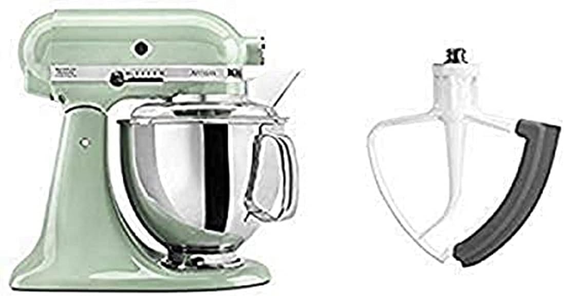 KitchenAid KSM150PSPT Artisan Series 5-Qt. Stand Mixer with Pouring Shield - Pistachio and KitchenAid KFE5T Flex Edge Beater for Tilt-Head Stand Mixers Bundle
