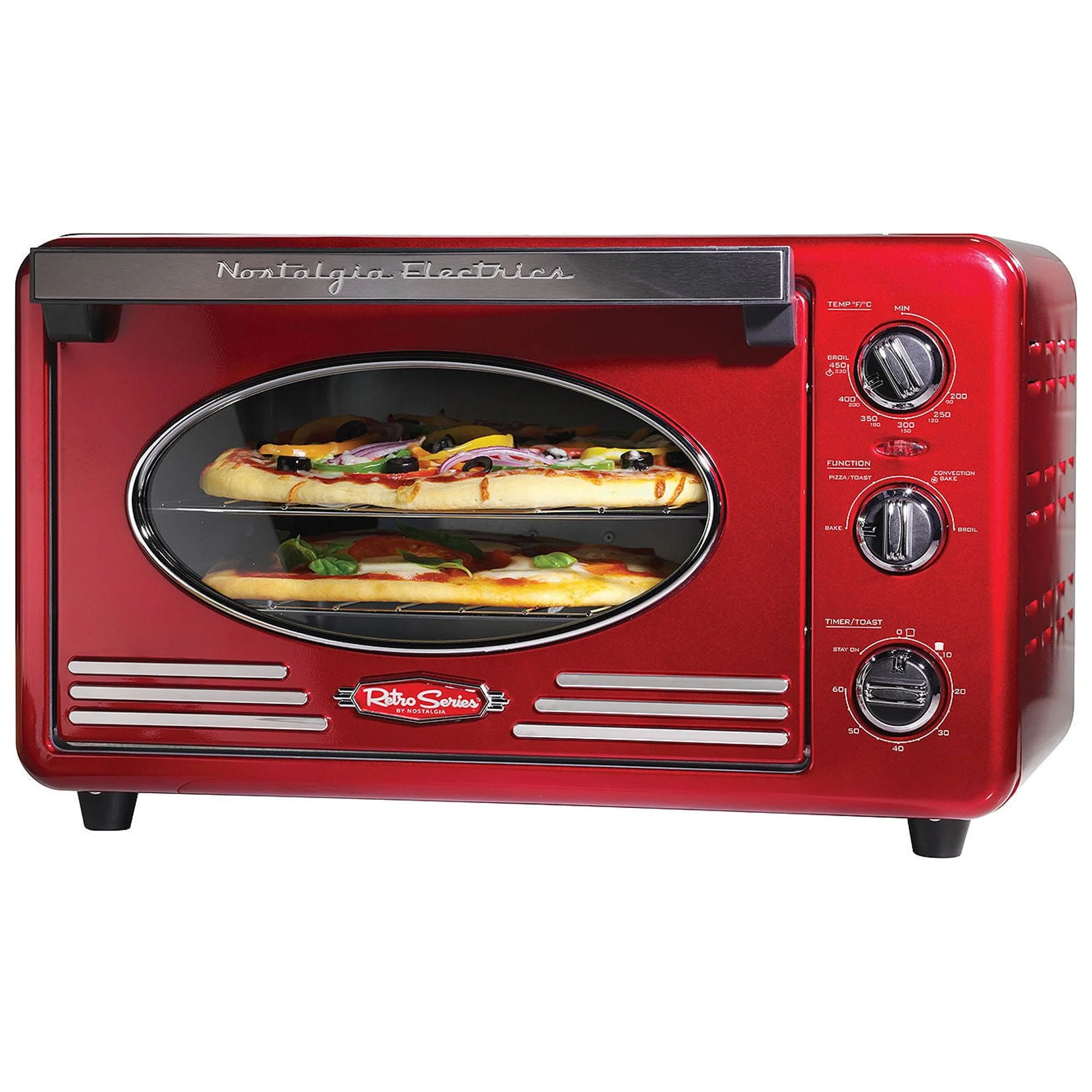 Nostalgia Electrics Retro 12-Slice Convection Toaster Oven, Retro Red