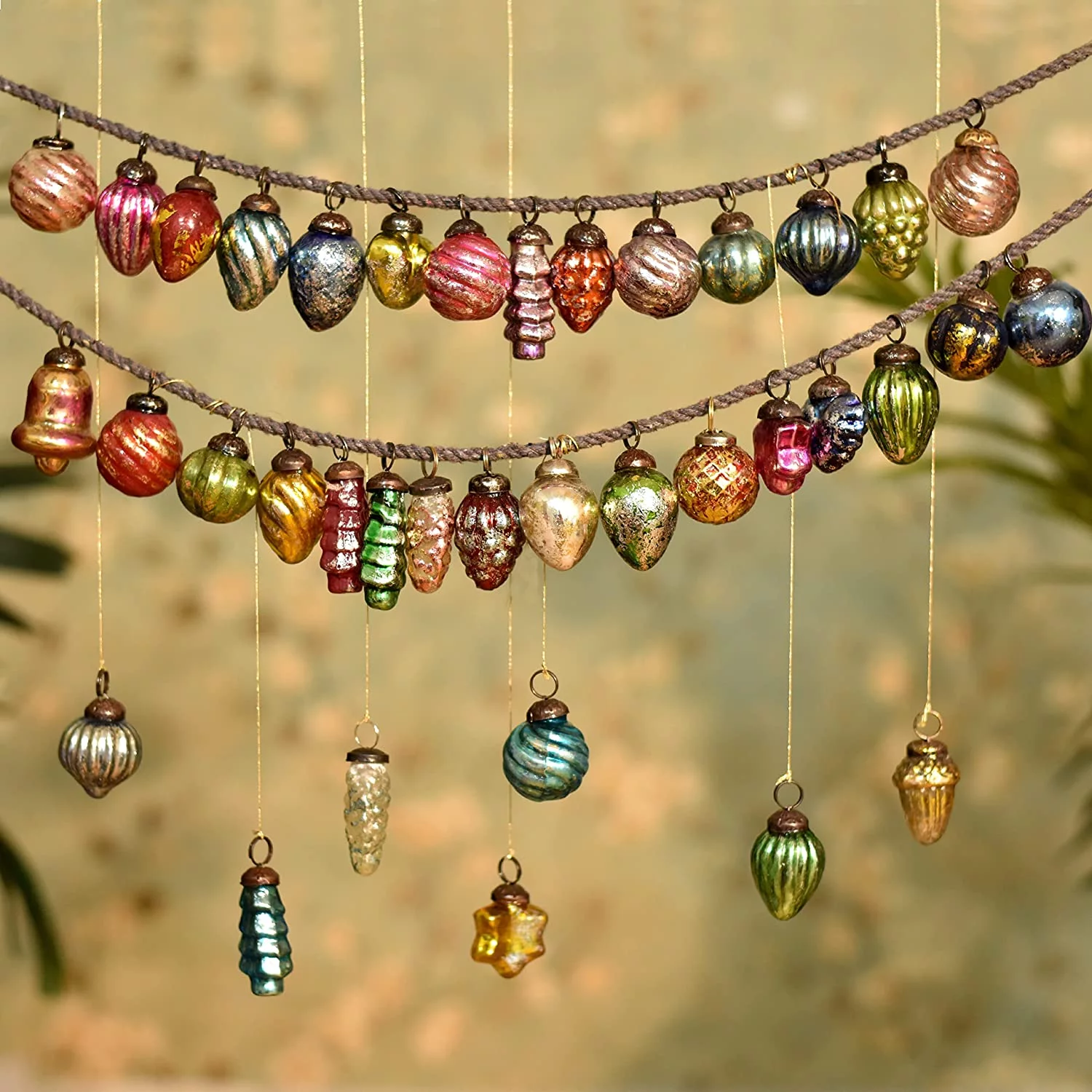 Christmas Ornaments- 50 Piece- Antique Glass Christmas Ornaments -Vintage Christmas Decorations- Vintage Retro Christmas Tree Ornaments- Christmas Tree Decorations- Mini Ornaments- Christmas Balls