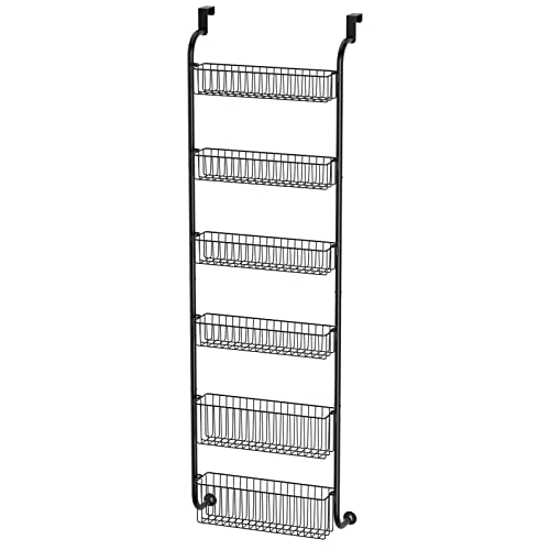 TIMEBAL 8 Tier Over the Door Pantry Organizer, and Storage Rack with 8 Full Baskets, Metal Hanging & Wall Mounted Kitchen Storage Spice Rack, Bathroom Over Door Organizer-White