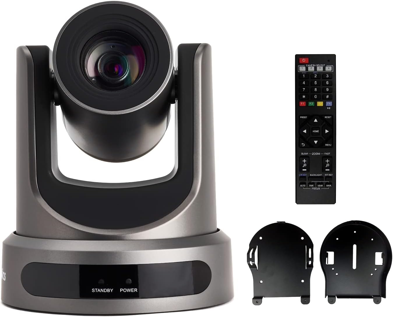 PTZOptics 12x- SDI Gen2 Live Streaming Camera, Grey with PTZOptics and HuddleCam Universal Ceiling Mount, Black (12X Zoom, White)