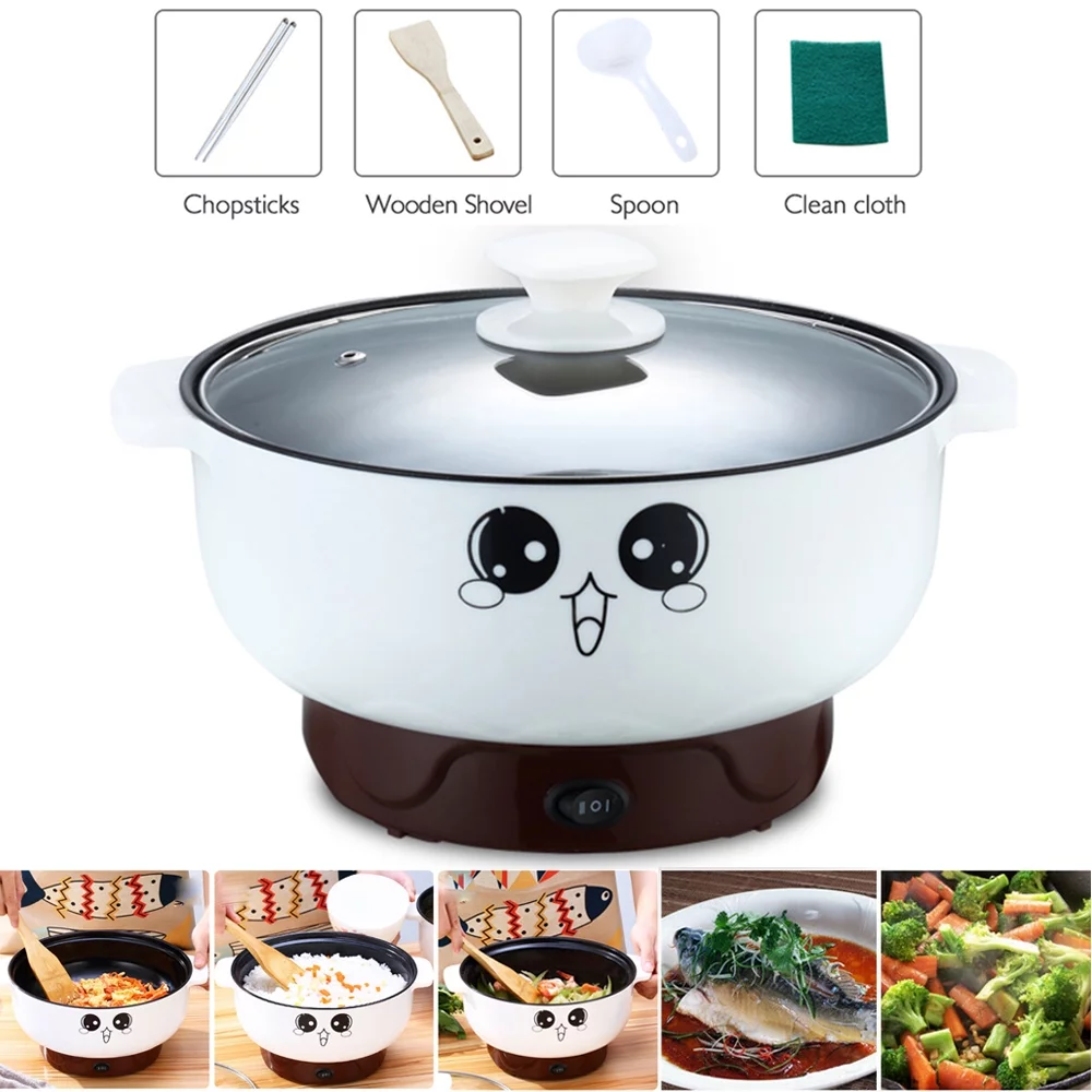 MIFXIN Electric Multi-Pot, 110V Electric Skillet Nonstick Hot Pot Noodles Rice Cooker, 2.3L, Without Steamer