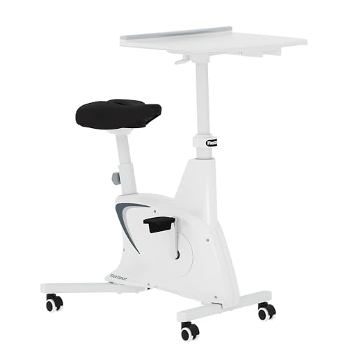 FLEXISPOT V9 3-IN-1 Exercise Bike, All-in-one Under Desk Bike, Indoor Cycling Bike with Adjustable Resistance/LCD Display/Seat/Desktop 350LBS Heavy Duty, Stationary Bike for Home,White