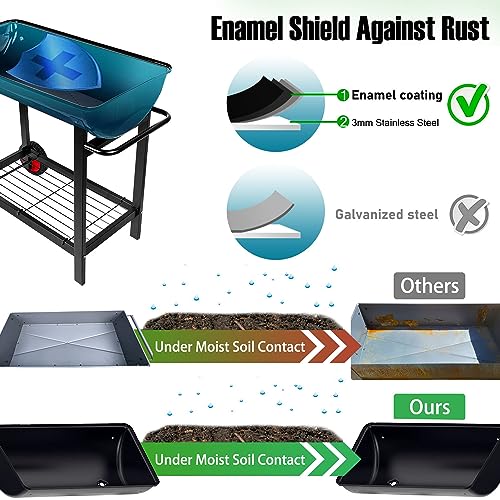 Aveyas Metal Raised Planter Box on Wheels with Gardening Kit, Elevated, Mobile Garden Bed Cart with Legs -Compatible with Indoor & Outdoor Patio, Backyard Planting of Vegetables, Herbs, Flowers
