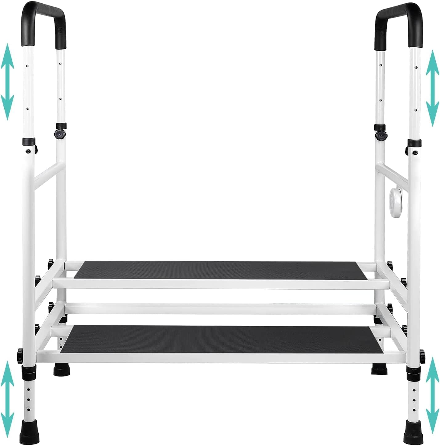 Bed Rails for Elderly Adults with Adjustable Height, Two-Steps Bedside Step Stool & LED Light for Fall Prevention, Heavy Duty Step Stool for Bed, Medical Bed Assist Rails with Handles