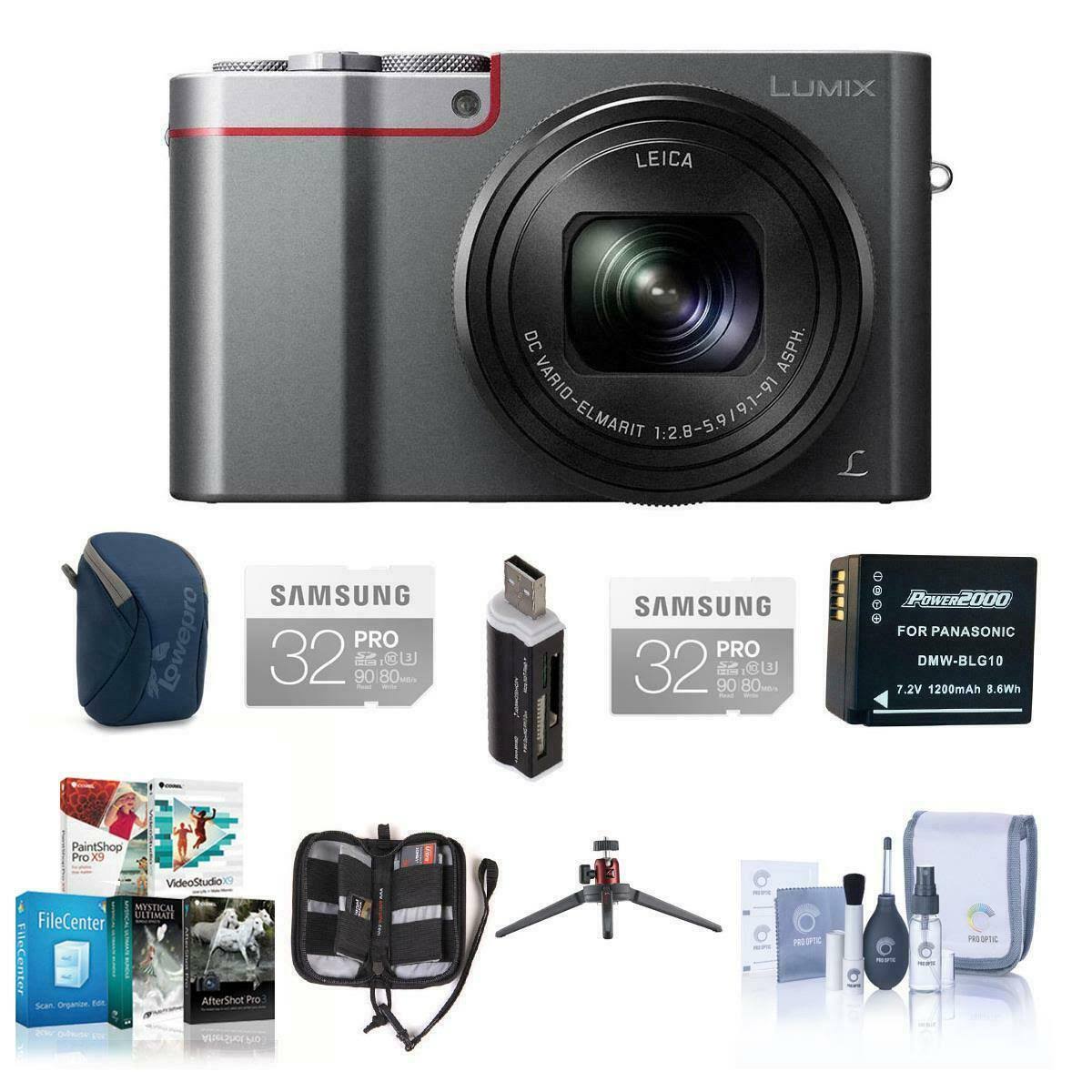 Panasonic Lumix DMC-ZS100 Digital Camera with Premium Kit Silver #DM
