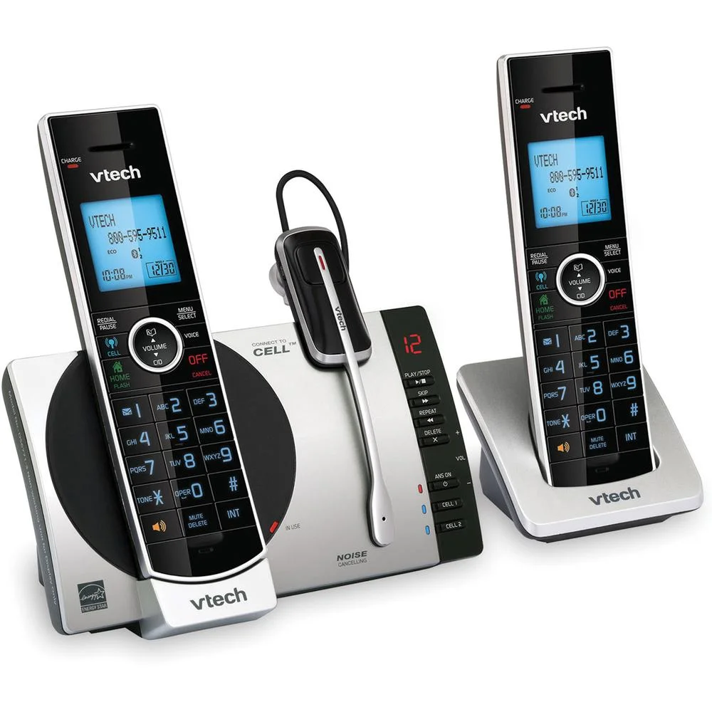 VTech 2 Handset Connect to Cell with Answering System and Cordless Handset, DS6771-3