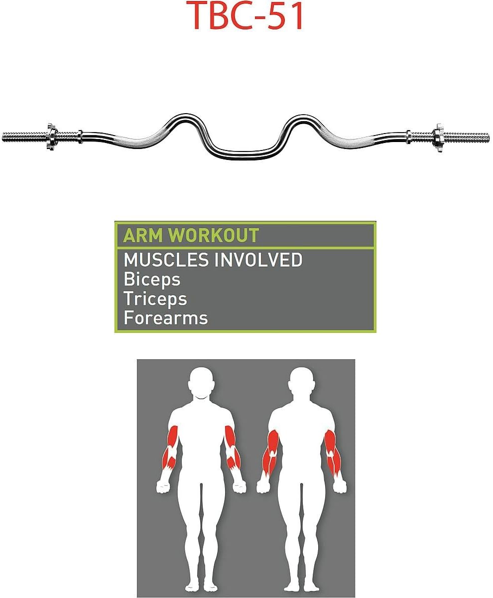 Marcy Triceps and Biceps Combo Curl Bar for 1-inch Weight Plates Weightlifting Strength Training Accessory for Home Gym TBC-51 Pack of 2