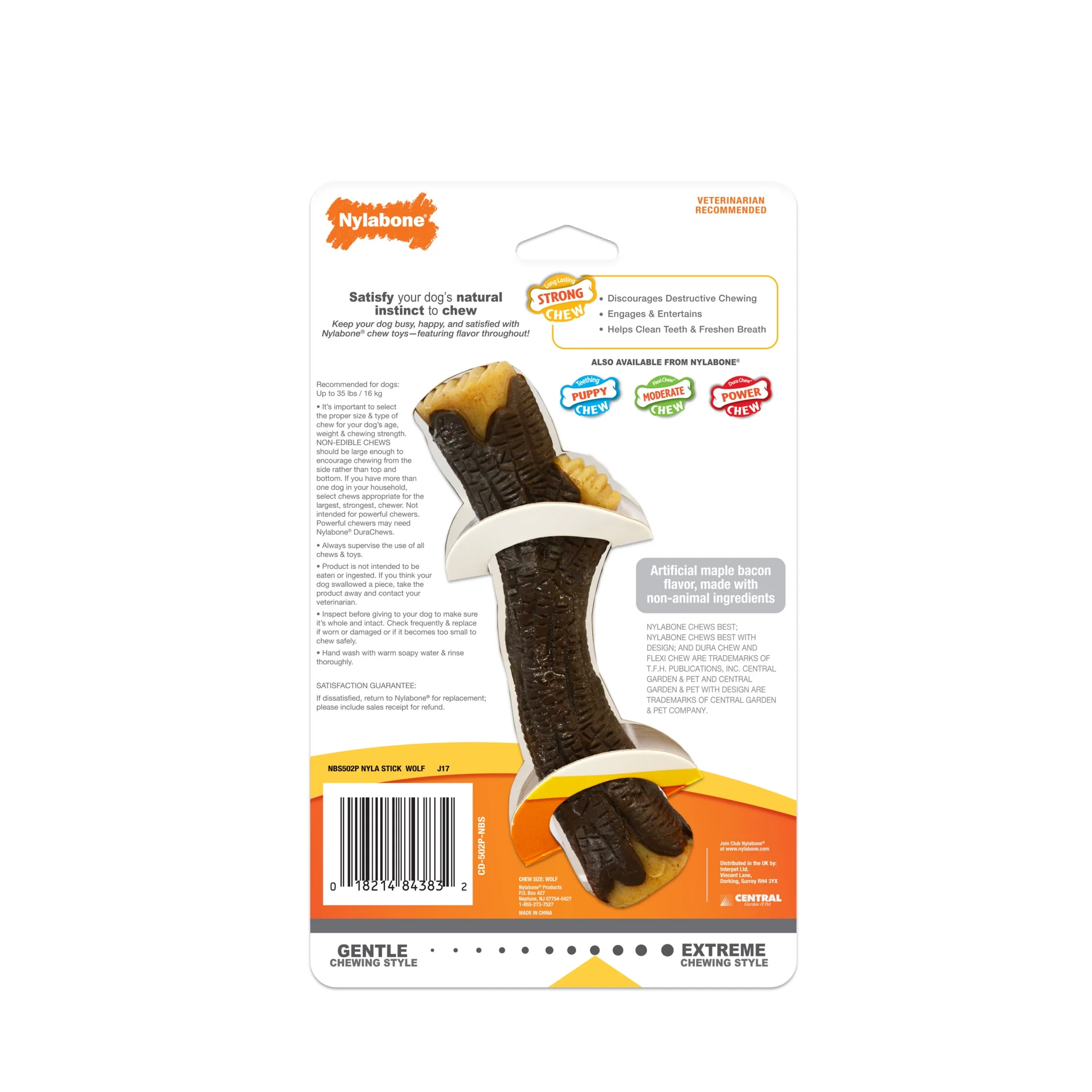 Nylabone Strong Chew Real Wood Stick Dog Toy X-Large (1 Count)