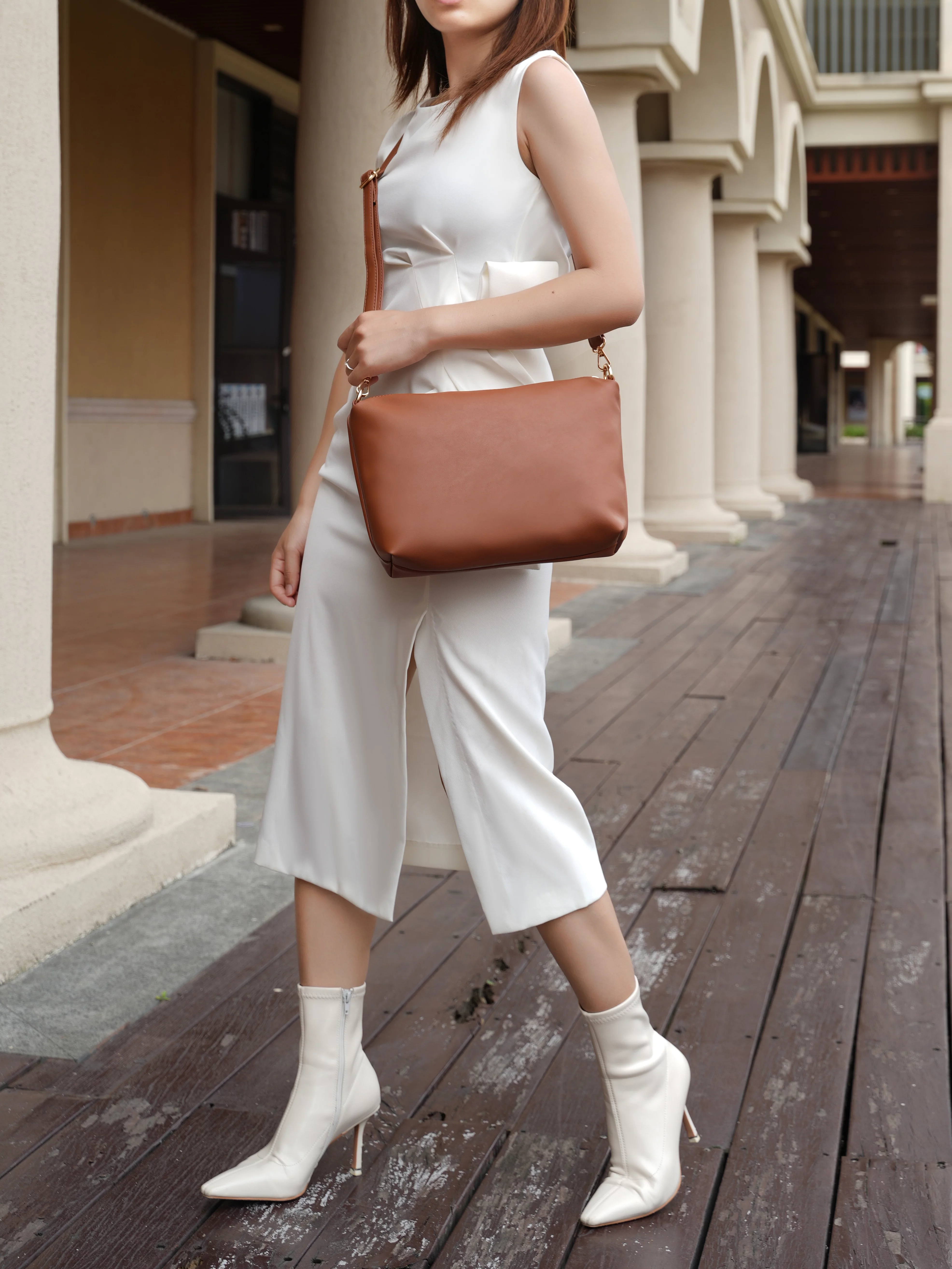 MKF Collection Raya Vegan Leather Women's Shoulder Bag + Crossbody Pouch 2 pcs, Fashion Tote Purse Handbag by Mia K - Pewter