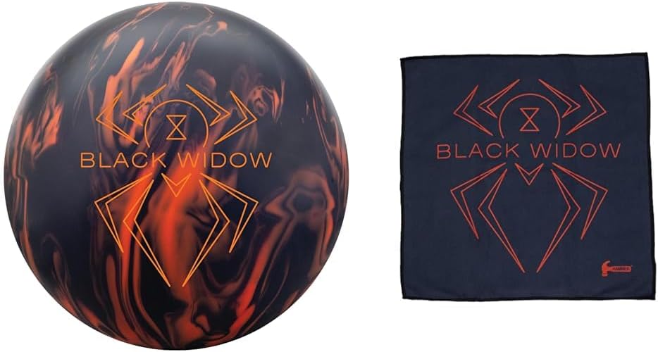 Hammer Black Widow 3.0 Bowling Ball 16lbs & Bowling Products Bowling Widow Micro Suede Towel, Black