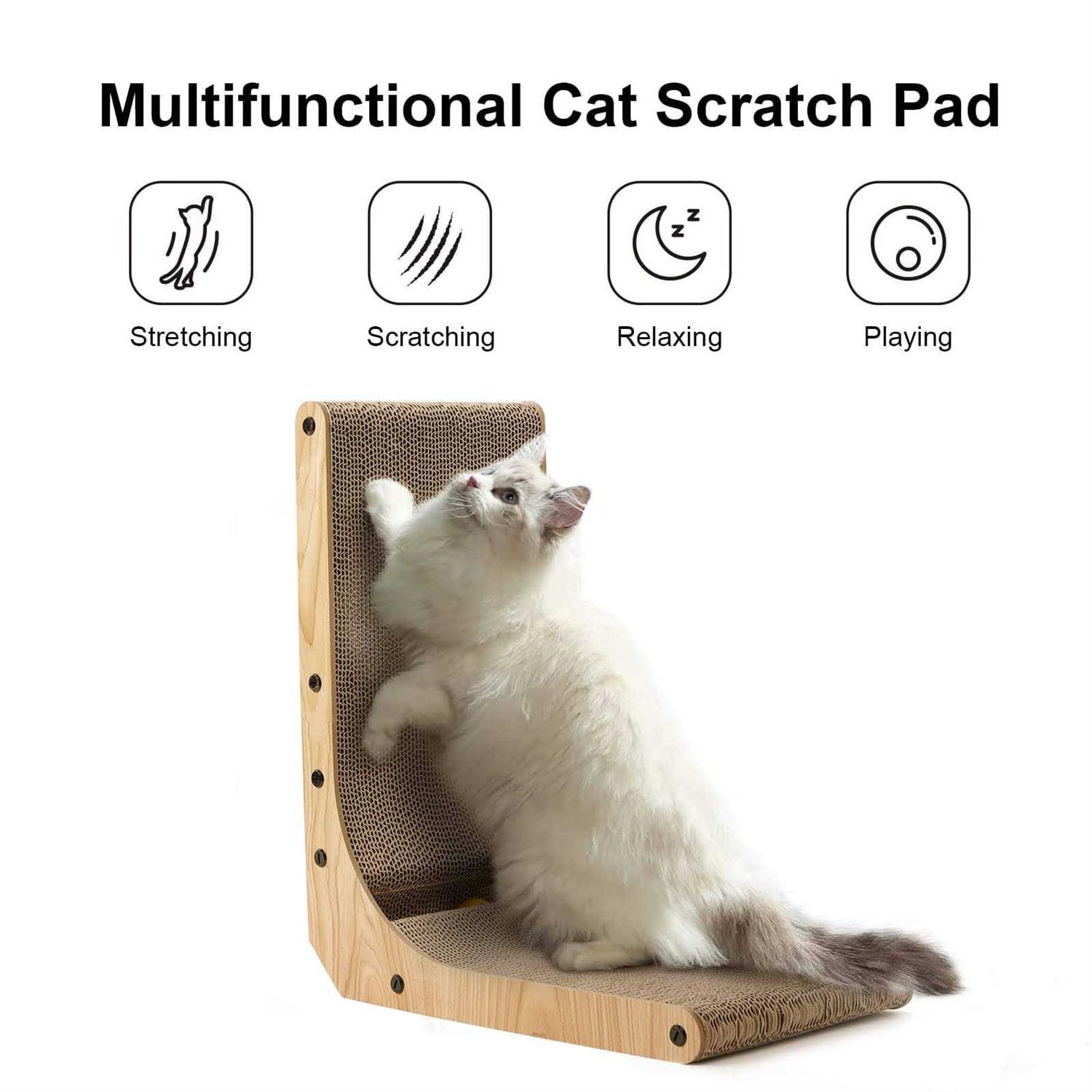 FUKUMARU Cat Scratcher 26.8 Inch L Shape Cat Scratch Pad Wall Mounted - Pet Supplies online store