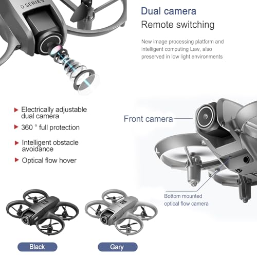 Drone with Camera 1080P for Kids Adults, Mini HD FPV Drone Kit, w/ 2 Batteries, One Key Take Off/Land, Altitude Hold, Headless Mode, 360°Flip, Gestures Selfie, 3 Speed Mode, Waypoint Fly -Black