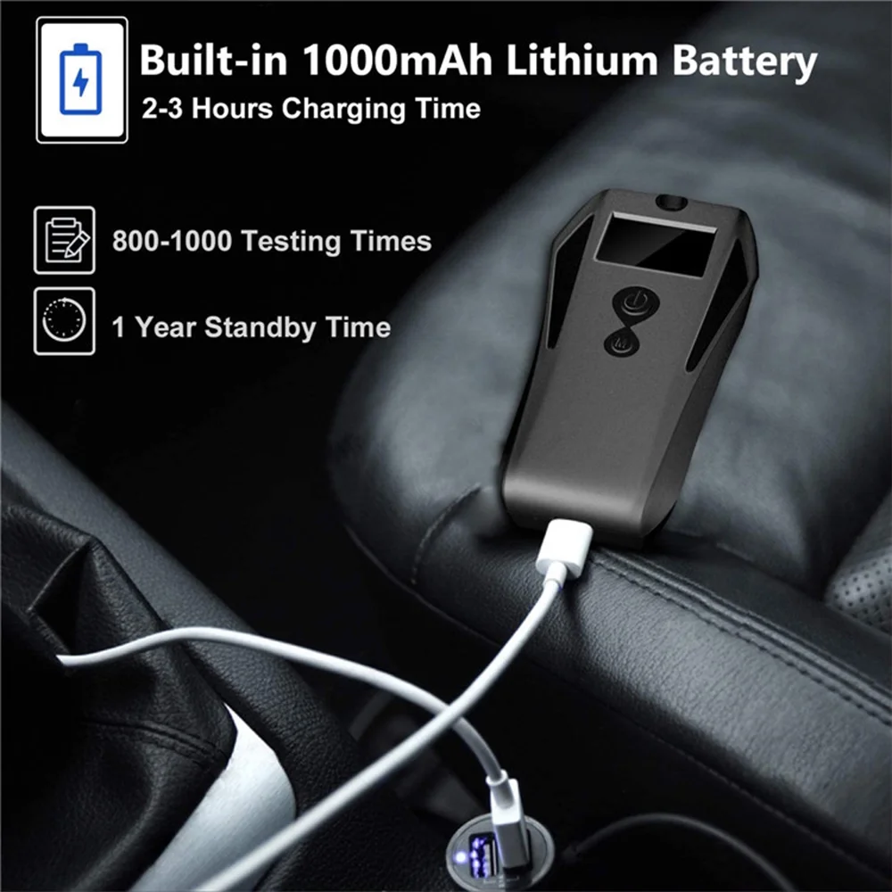 Professional Breathalyzer and Portable Breath Alcohol Tester with 10 Mouthpieces