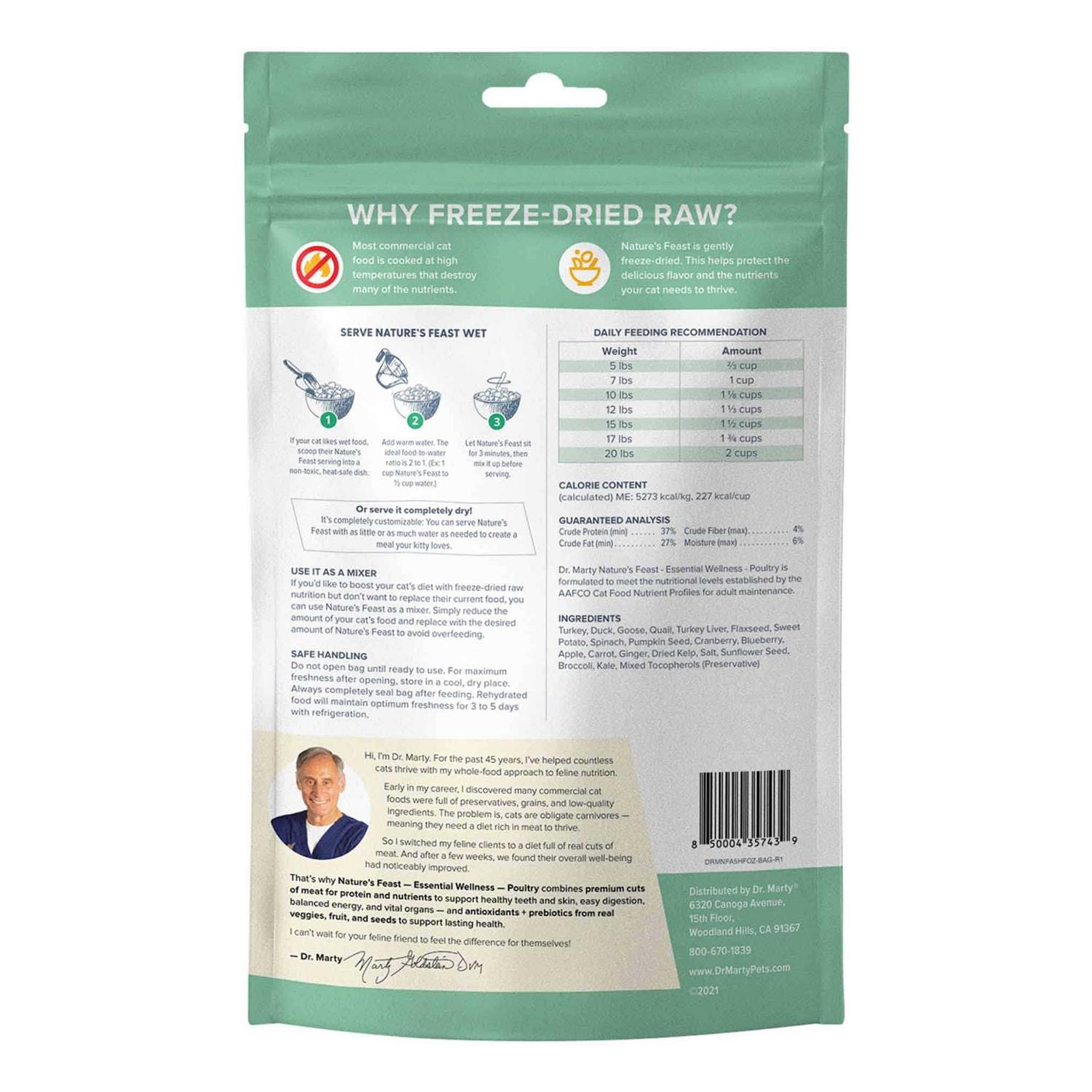 Dr Marty Nature's Feast Essential Wellness Poultry Freeze Dried Raw Cat Food - Pet Supplies online store