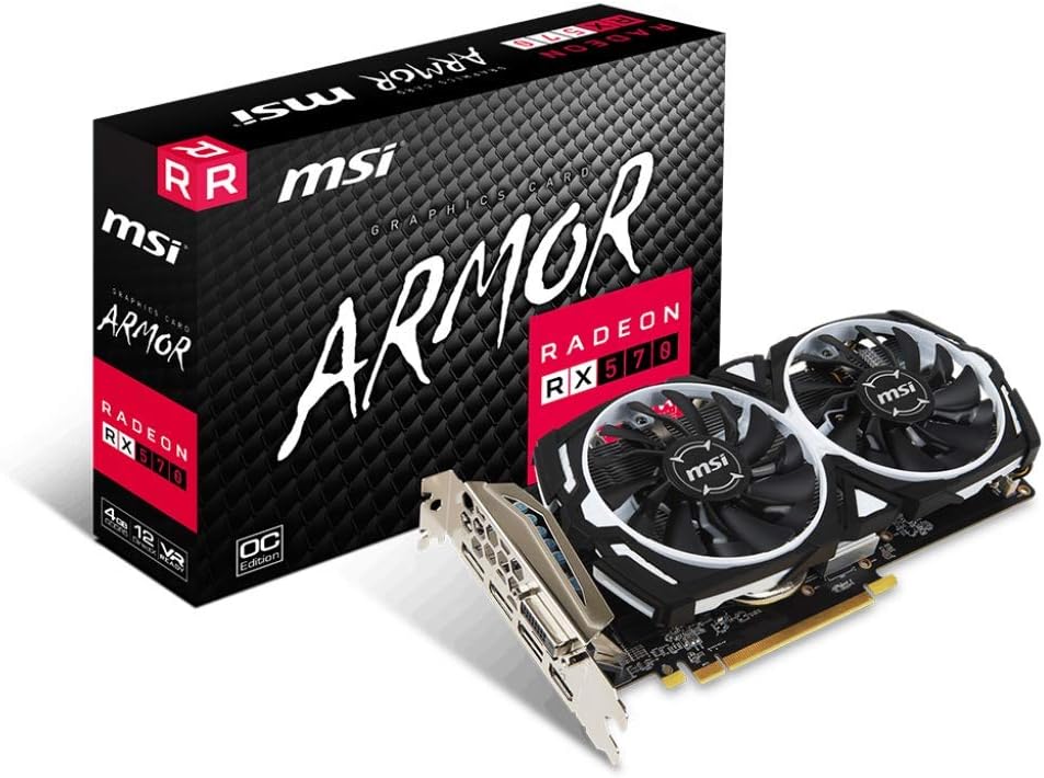 MSI Gaming Radeon Rx 570 256-bit 4GB GDRR5 DirectX 12 VR Ready CFX DVI/HDMI/DP Graphics Card (RX 570 Armor 4G OCV1)