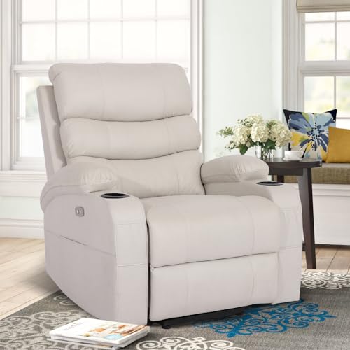 Power Lift Recliner Chair, Electric Lift Chair with Massage and Heat for Elderly, Technical Fabirc Lift Recliner Sofa for Seniors, Side Pockets,Cup Holders, USB Ports, Remote Control(Cream)