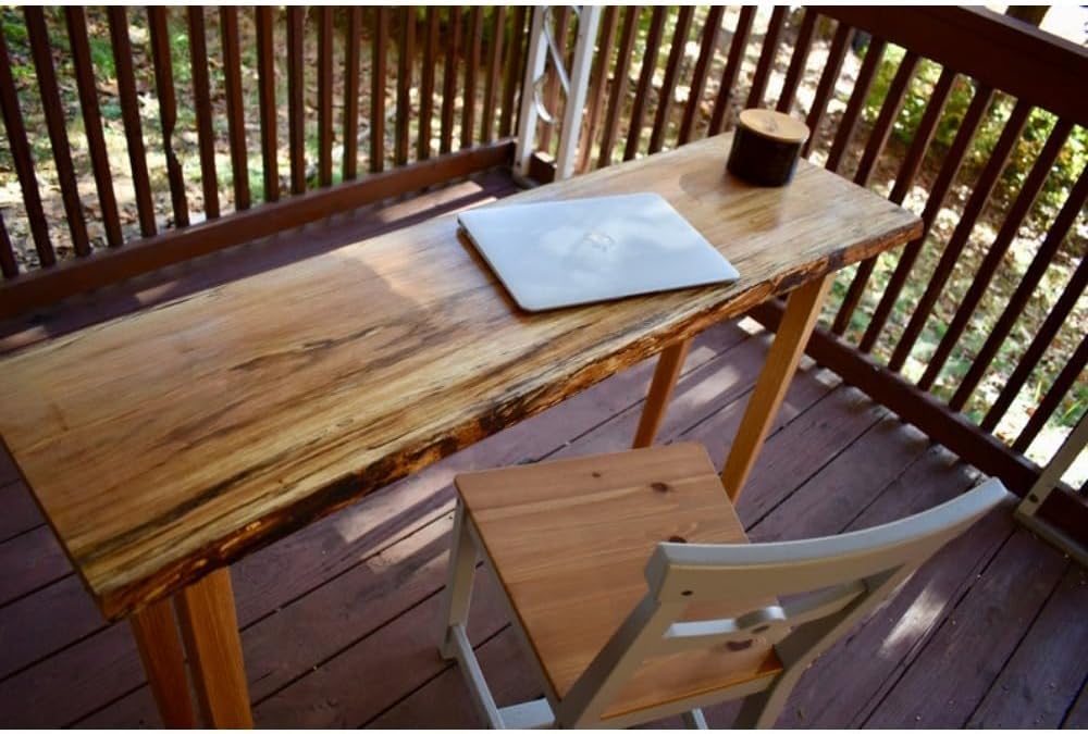 Maple Office Desk, Hallway Table, Rustic, Woodworking, Bedroom Desk, Spalted, Live Edge Table, Wood Work Desk, PC Laptop Workstation, 13
