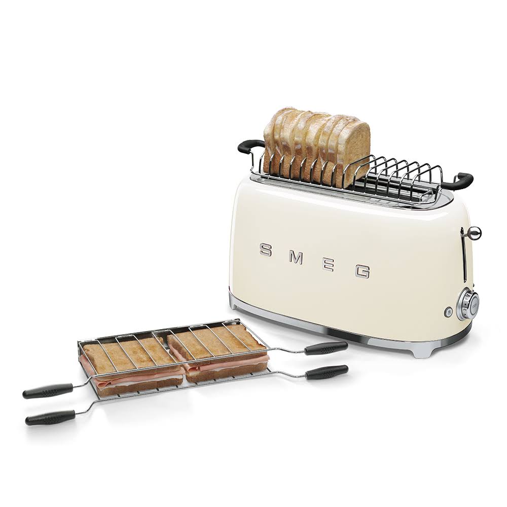 Smeg TSF02CRUS 50's Retro Style Aesthetic 4 Slice Toaster, Cream
