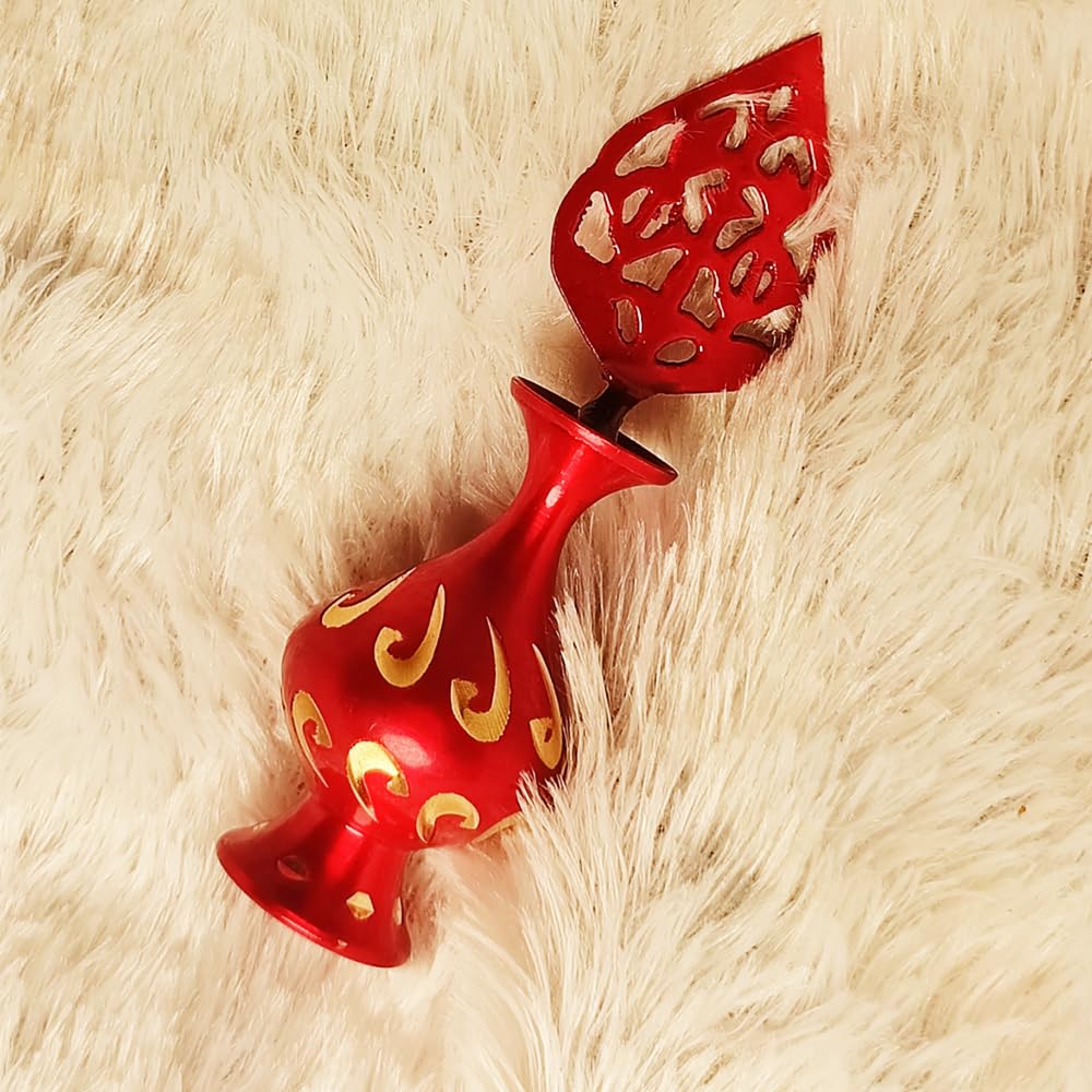 Islamic Brass Surmedani Antique Bottle Hand Pot Women Accessories Eyeliner Kajal Holder With Black Eyeliner Powder (Red Bottle) | 100% Natural Ayurvedic,Waterproof - Long-Lasting Eyeliner