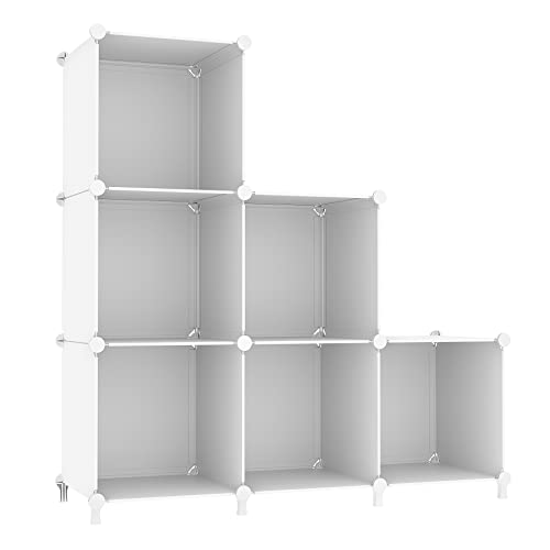 AWTATOS Cube Storage Organizer, Storage Cubes Shelves Bookshelf, 6 Cube Closet Organizers and Storage, DIY Stackable Plastic Clothes Organizer Shelving for Bedroom, Home, Translucent