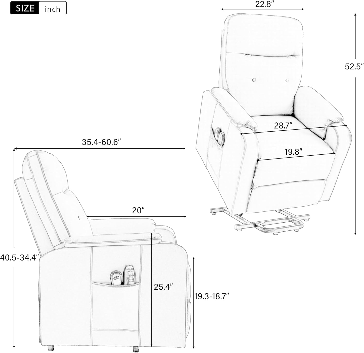 Power Lift Chair for Elderly, Home Theater Seating Lazy Boy Reclinerchair with Adjustable Heated Massage, Heavy Duty Electric Recliner with Side Pockets, for Adults and Seniors, F-Blue