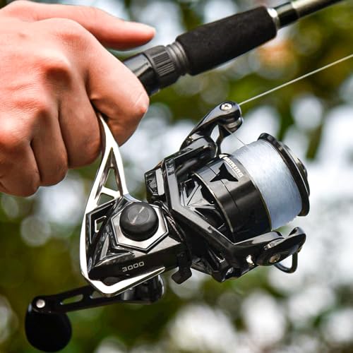 KastKing Megatron Spinning Reel, Freshwater and Saltwater Spinning Fishing Reel, Rigid Aluminum Frame 7+1 Double-Shielded Stainless-Steel BB, Over 30 lbs. Carbon Drag, CNC Aluminum Spool & Handle
