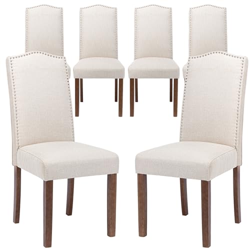 Stylish Upholstered Parsons Nailhead Trim and Sturdy Solid Wood Legs dining chair, Set of 4, Smoky Grey