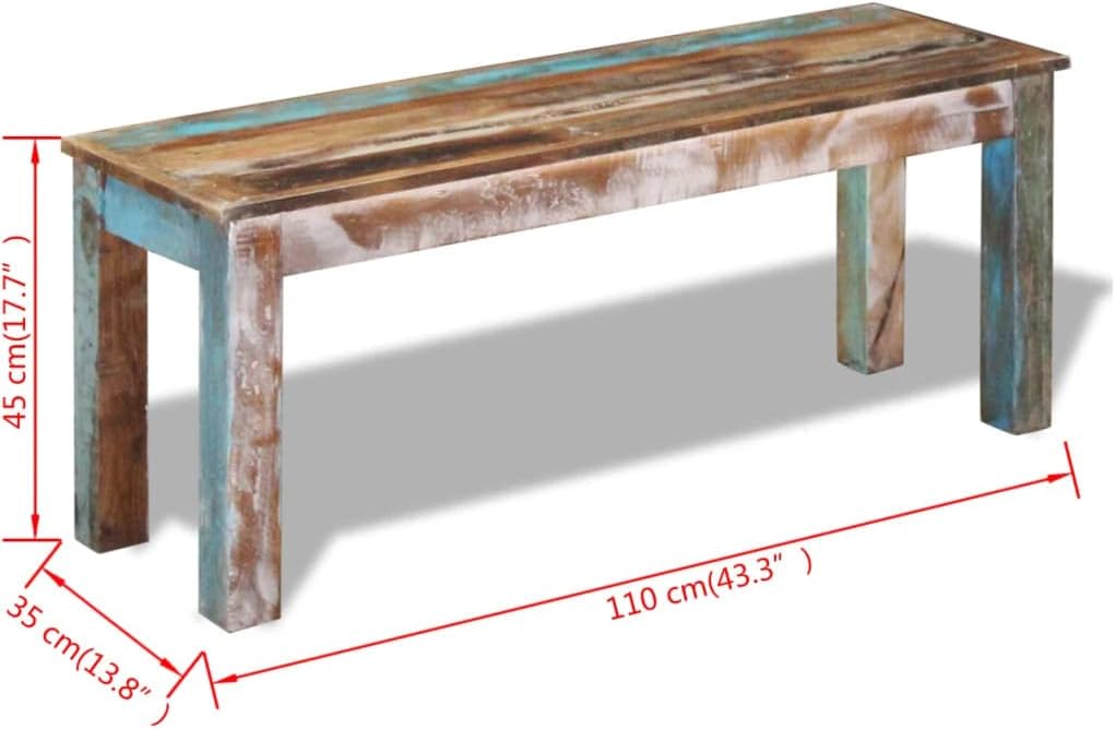 Bench,Dining Bench,Window Bench,Piano Bench,Shoe Bench,Porch Bench,Hall Bench,Antique Style,for Kitchen, Living Room, Indoor Bench,Backyard,Solid Reclaimed Wood 43.3