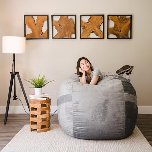 Big Joe Fuf Medium Foam Filled Bean Bag Chair with Removable Cover, Collegiate Green Lenox, Durable Woven Polyester, 3 feet Big