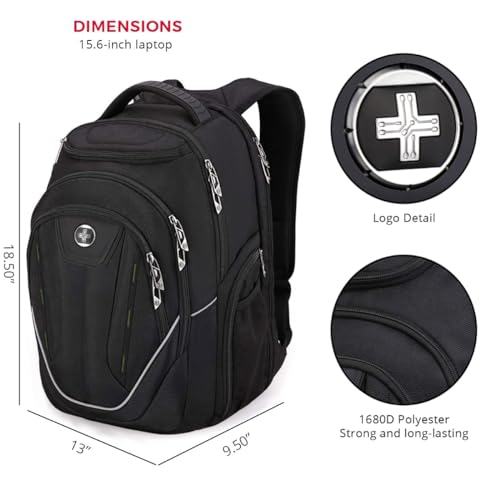 Swissdigital Design TSA-Friendly Large Backpack, Business Laptop Backpack for Men with USB Charging Port/RFID Protection (TERABYTE J16BT-1)