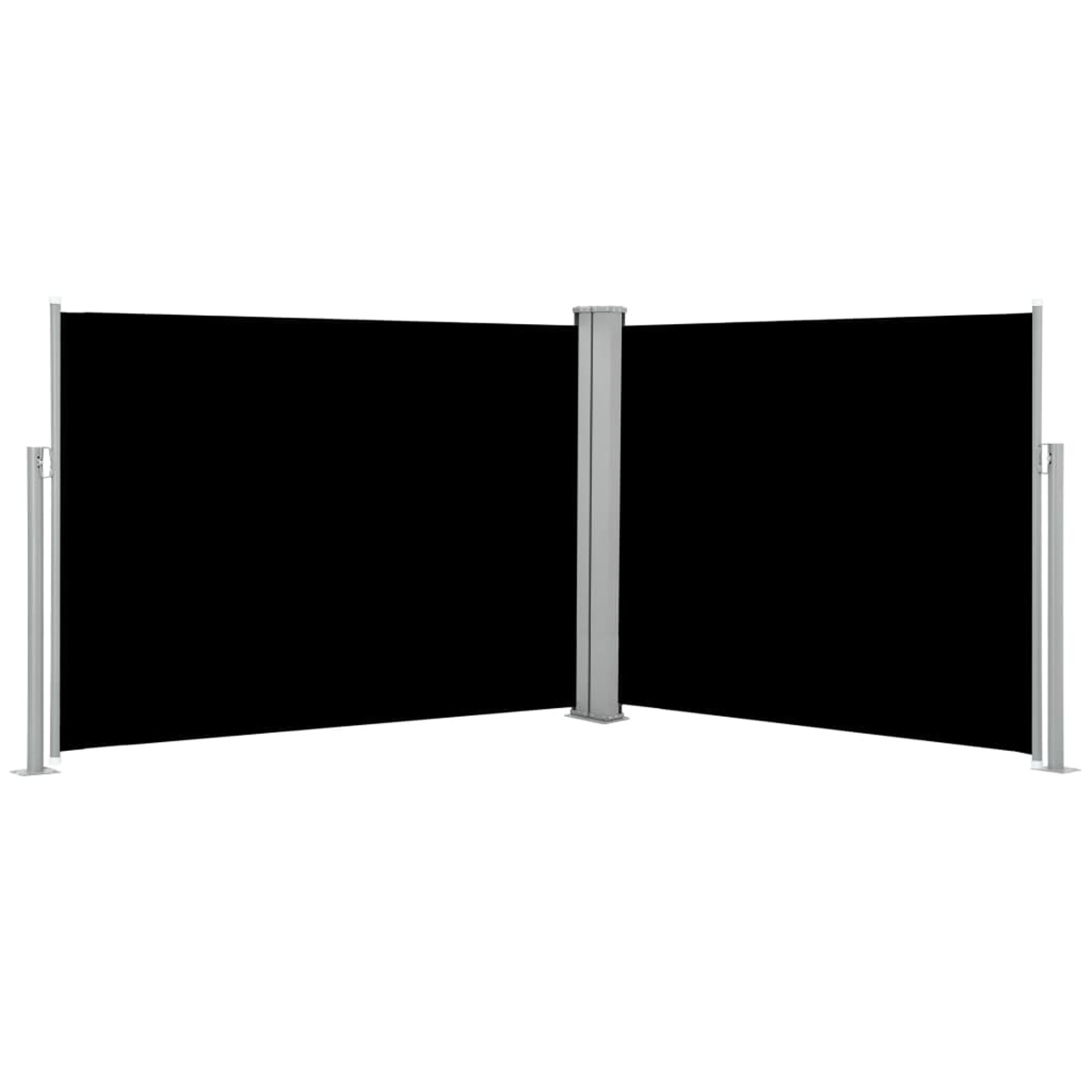 Anself Retractable Side Awning Patio Screen Fence Outdoor Divider Fencing Steel Frame Polyester Windscreen Black for Garden, Terrace, Balcony 55.1 x 393.7 Inches (H x W)