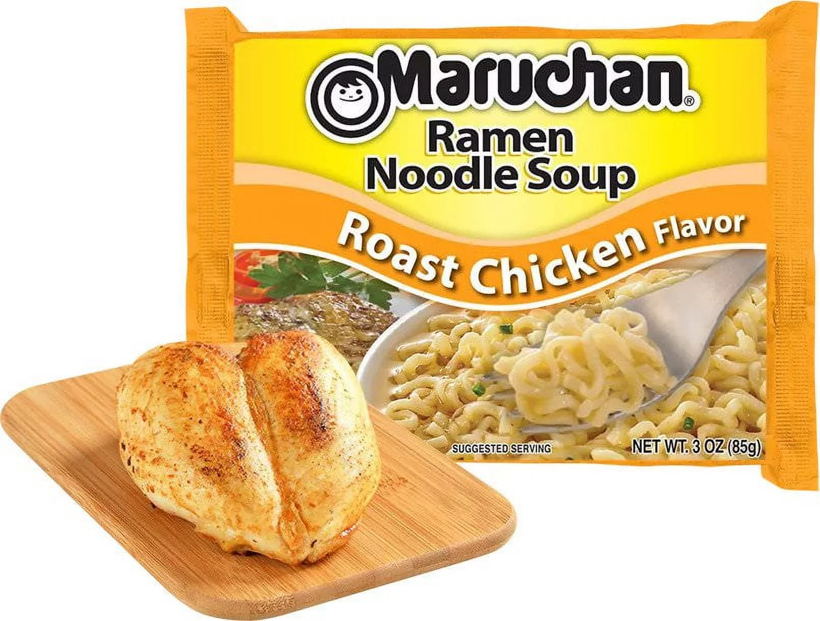 Maruchan Roast Chicken Ramen Noodles, 3 oz Shelf Stable Package 24 pack