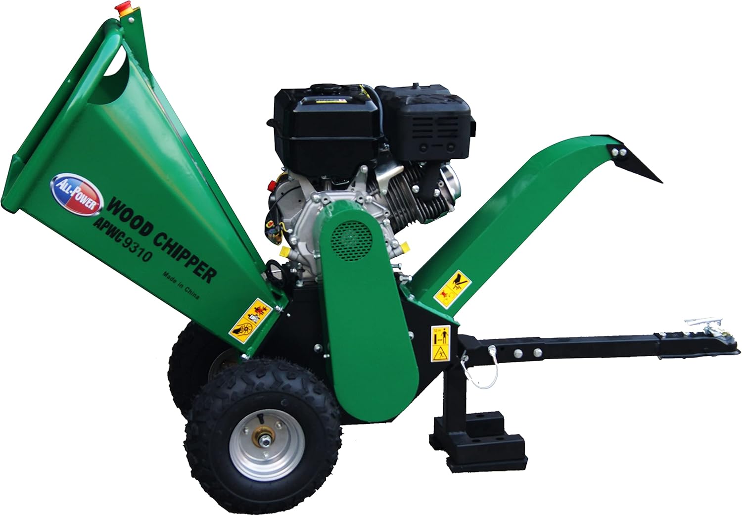 All Power America APWC420 Heavy Duty Durable Wood Chipper Shredder Mulcher-Max 6 Inch Cutting Diameter Capacity Gas Powered, 15HP 420cc, 6 inch, Green/Black