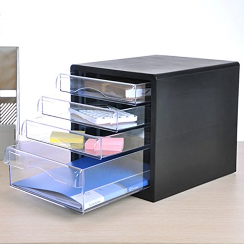 File Cabinets File Cabinets Drawer Plastic Desktop Office Storage File Box A4 4th Floor (Gray)