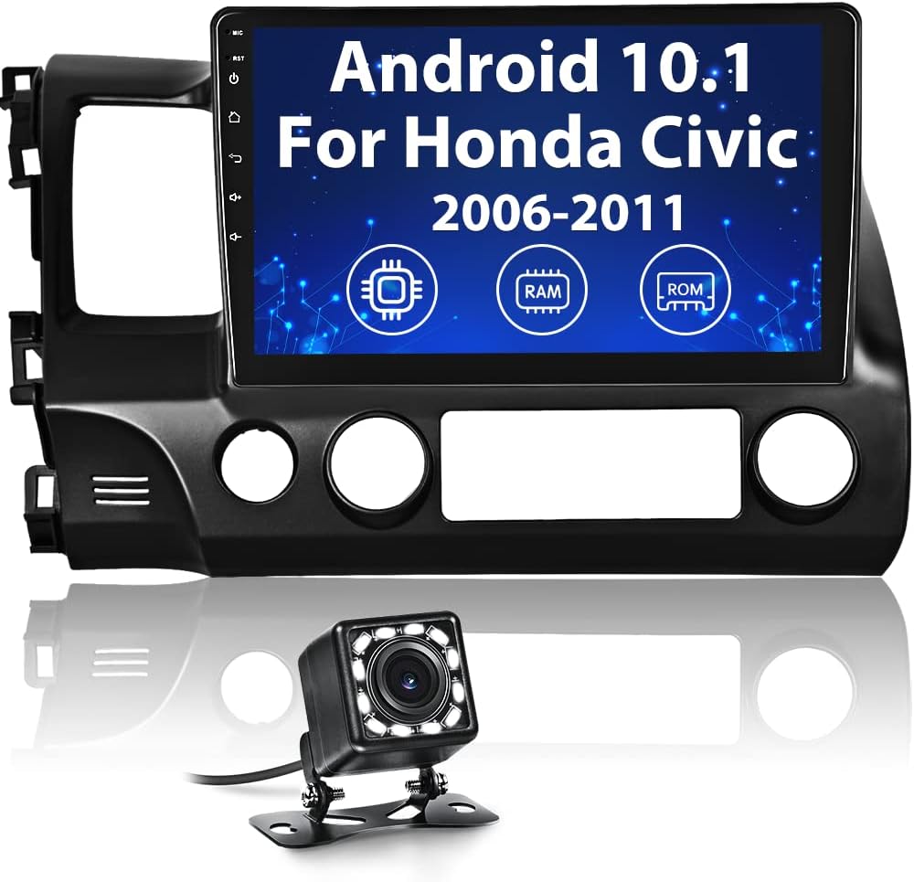 for Honda Civic Car Stereo 10.1 Inch Android Head Unit for Civic 2006-2011 Touch Screen Car Radio with Navigation Bluetooth FM WiFi USB SWC+Backup Camera