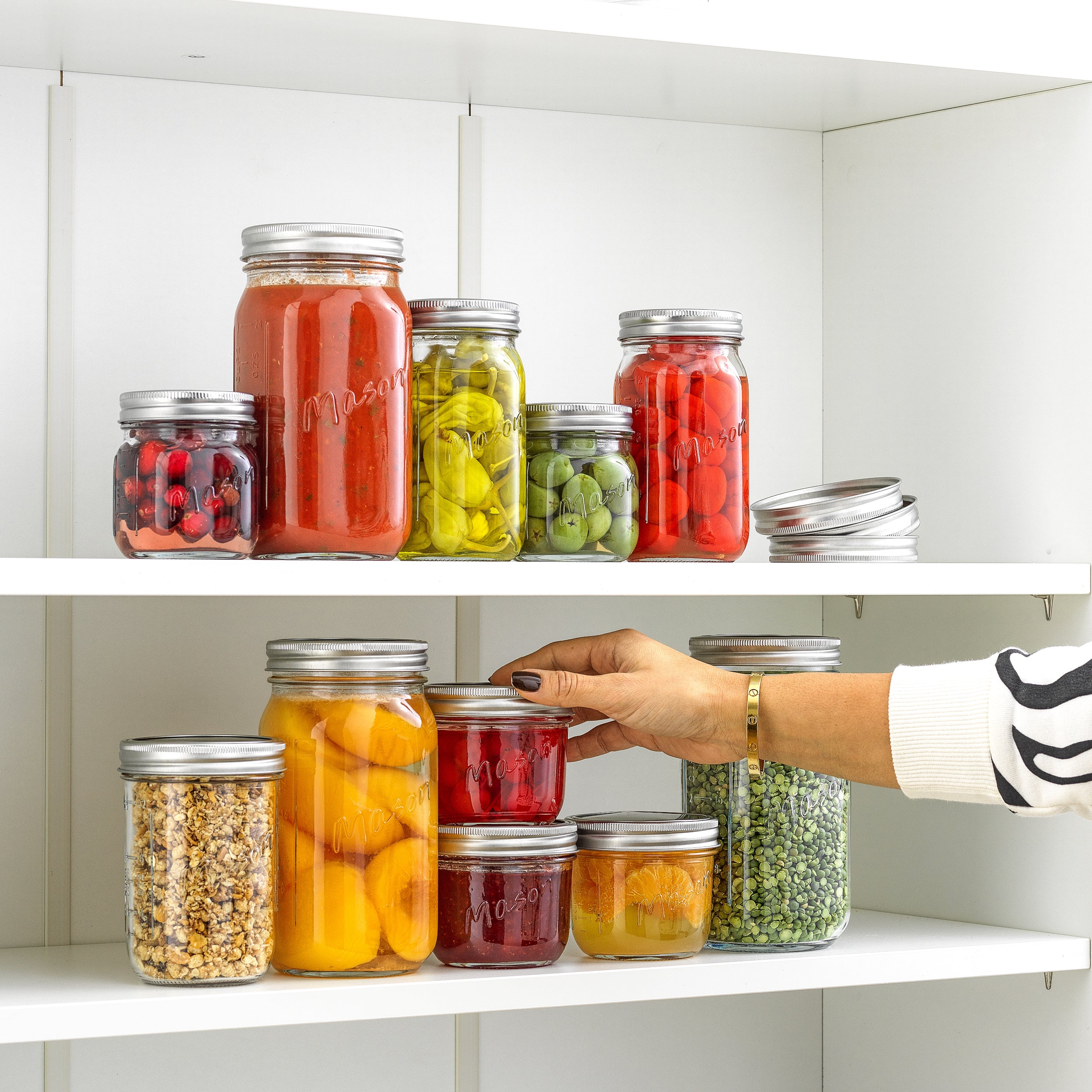 Wide Mouth Small Mason Jars with Airtight Lids, Labels and Measures - 8 oz - [Set of 6] Airtight Canning Jars, Glass Jar