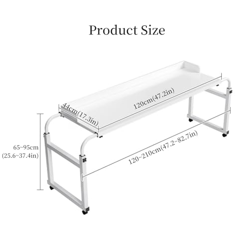 Bed Desk Over The Bed Table with Wheels Overbed Table Over The Bed Desk Over Bed Table Mobile Desk Bed Table with Wheels Computer Table for Bed Overbed Table with Wheels Adjustable Height 4white