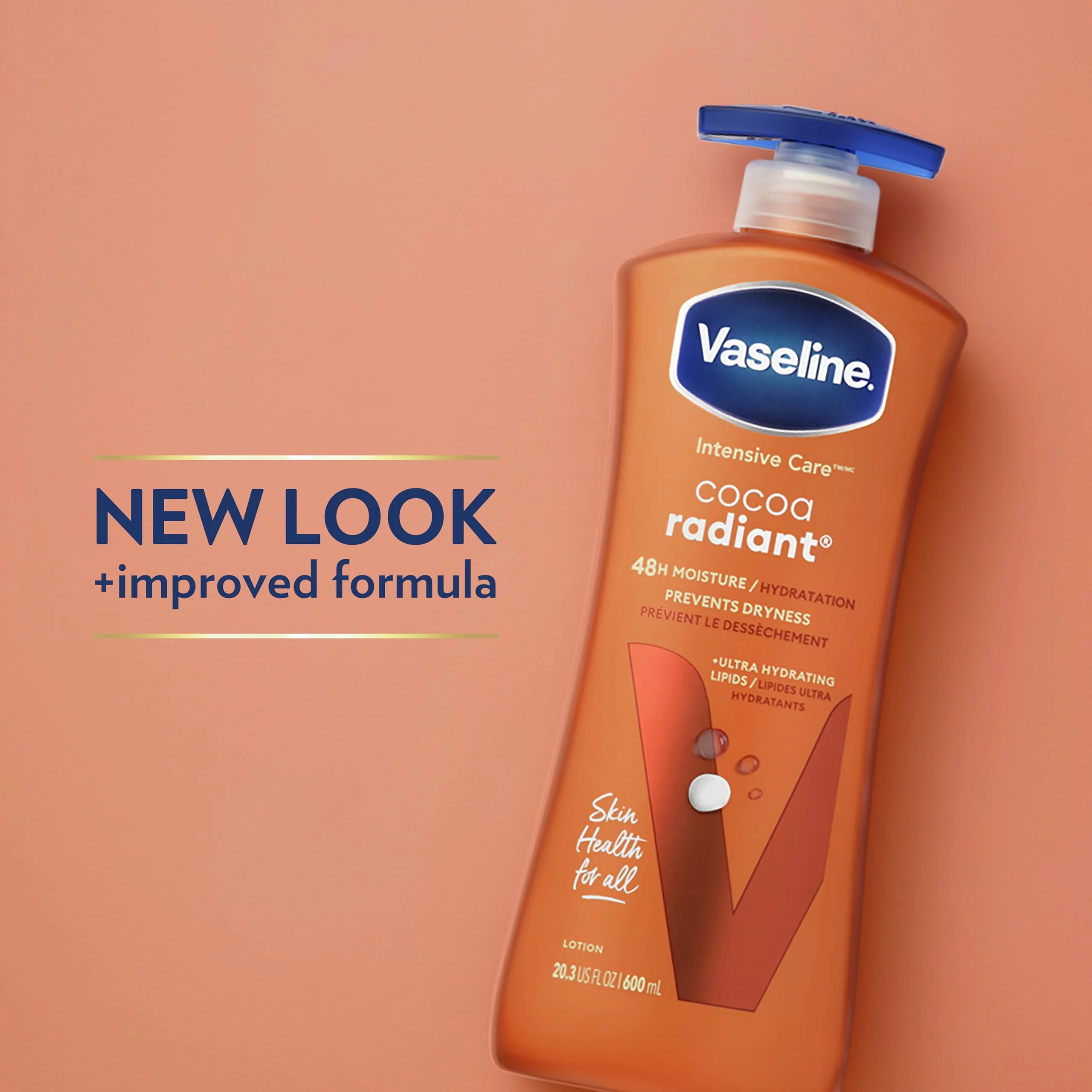 Vaseline Intensive Care Body Lotion For Dry Skin Cocoa Radiant Lotion Made With Ultra-Hydrating Lipids And Pure Cocoa Butter For A Long-Lasting, Radiant Glow 20.3 Oz