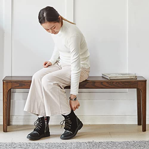 MU RONG Dining Bench, Wood Bench Solid Oak Wooden Bench Indoor Dining Room Table Home Bedroom Bed End Restaurant Modern Hallway Furniture, 55.2