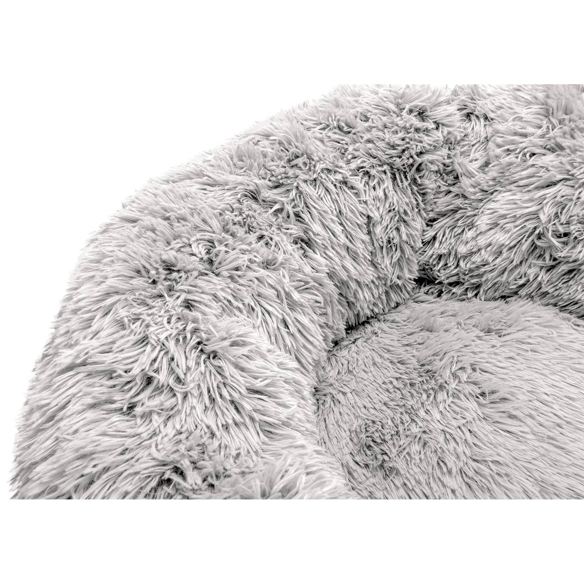 FurHaven Calming Cuddler Long Fur Donut Dog Bed - Large, Mist Gray
