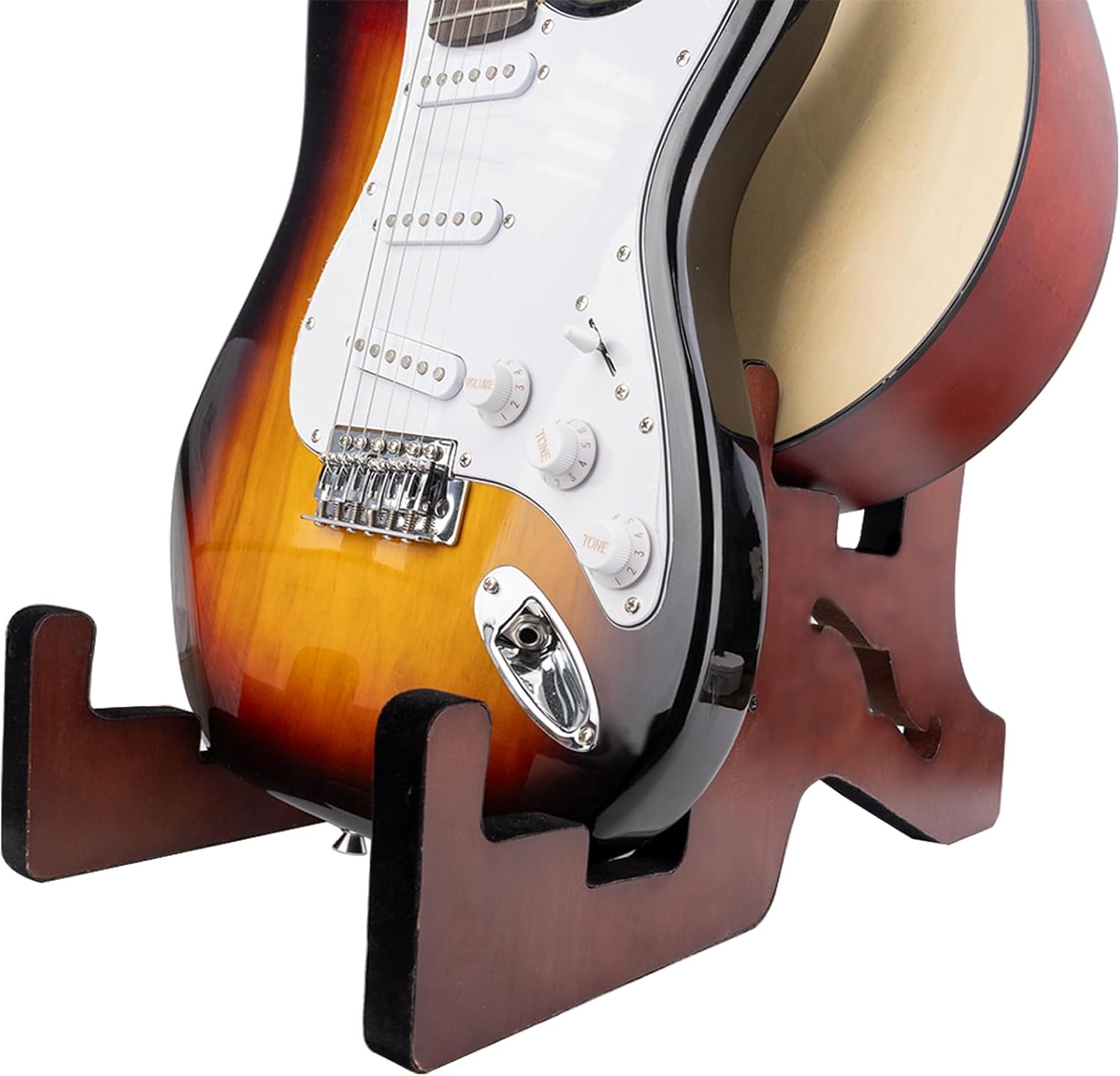 Guitar Stand,Wooden Guitar Racks for Acoustic, Electric Guitar, Bass,Guitar Holder with Foam Padded, Suitable for Music Studio Home，Multiple Guitar Display （2 Space） High-End Style