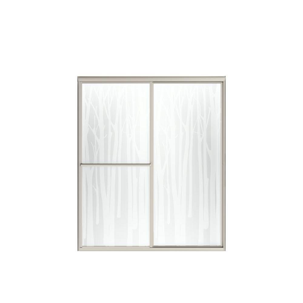 Sterling Deluxe 59.375 in. x 70 in. Framed Sliding Shower Door in Nickel with Handle