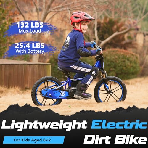 OLALA Electric Dirt Bike for Kids Aged 3-6, 170W Racing Grade Electric Motorcycle, New Aluminum Frame with 2 Power Modes, 24V Detachable Battery, 12IN Knobby Tires