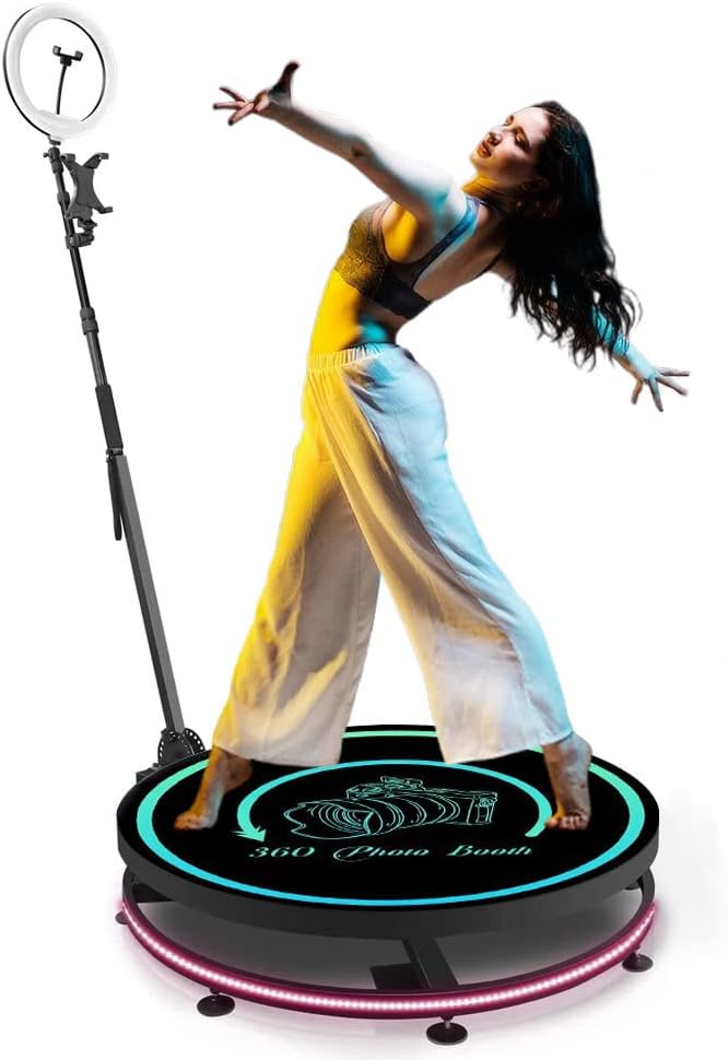 Upgrade 360 Photo Booth Machine for Parties, 360 Photo Booth for Parties,360 Camera Booth Automatic Slow Motion 360 Spin Photo Booth for Cheristmas Wedding (26.8”)