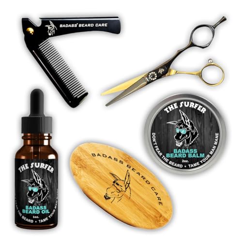Badass Beard Care Trial Kit For Men - 8 Packs, Trial Sizes of Beard Balm & Beard Oil
