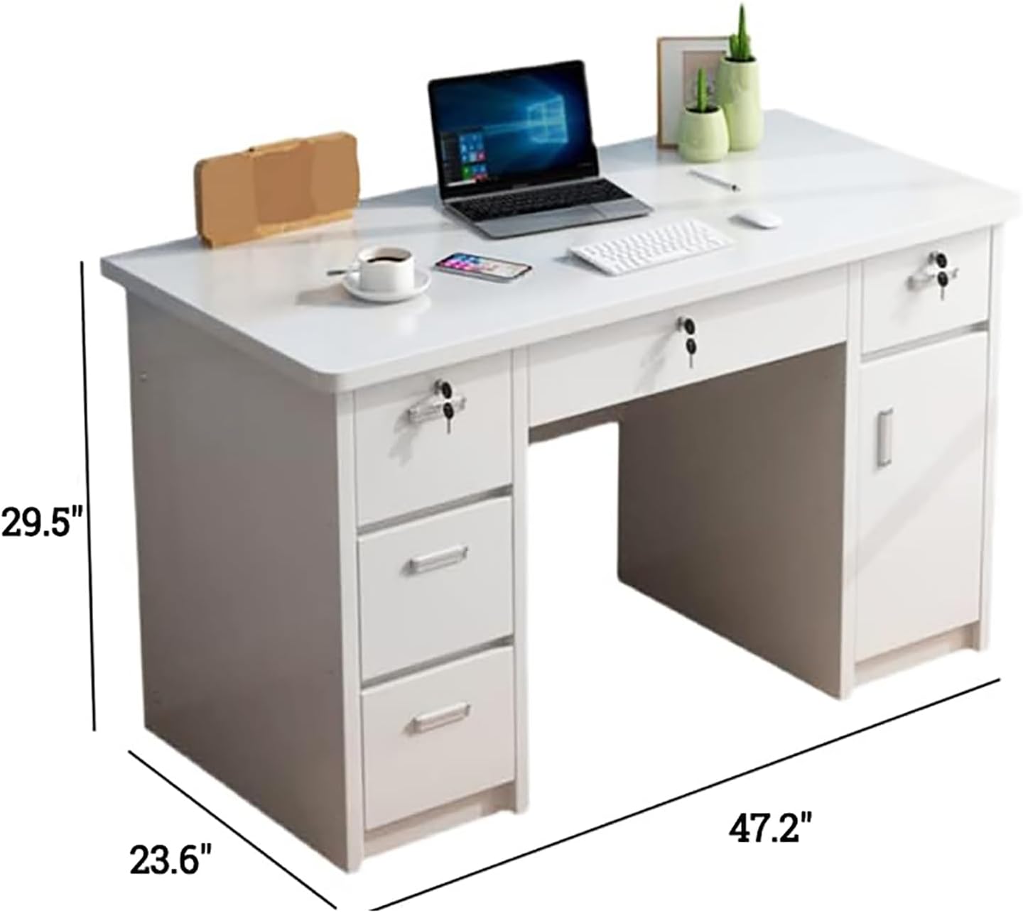 Home Office Writing Desk with Drawers,Wooden Computer Desk Vanity Desk Study Table Desk with Storage,Modern Workstation Small Desk for Bedroom Living Room(47.2